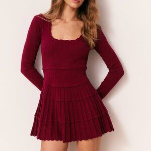 LoveShackFancy | Lavender Stretch Pointelle Mini Dress |Spiced Berry|XS|S|M|NWT